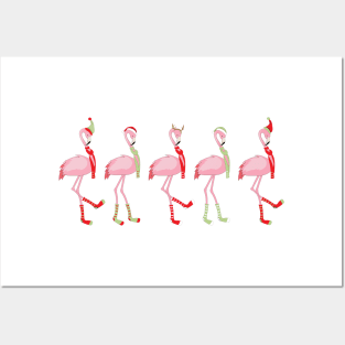 Cute Christmas flamingo Posters and Art